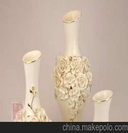 设计师采购配套家居装饰品 玉瓷花器 骨陶瓷白色描金花瓶批发价